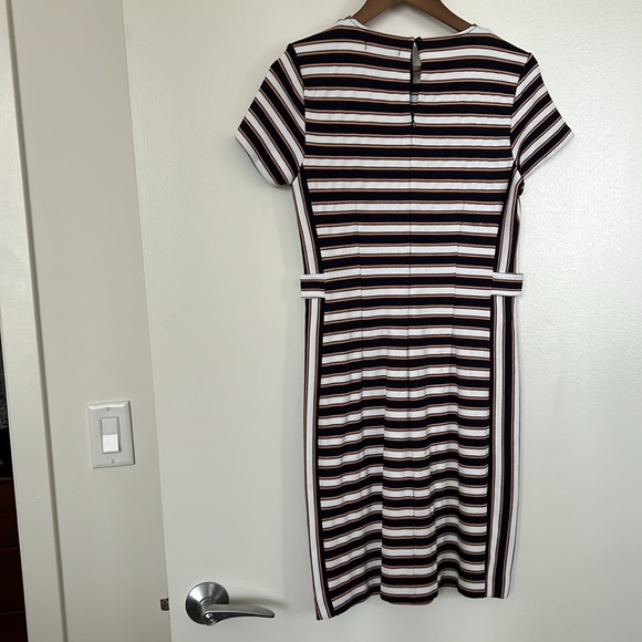 Banana Republic Crewneck Navy White and Peach Striped Dress - Picture 3 of 3